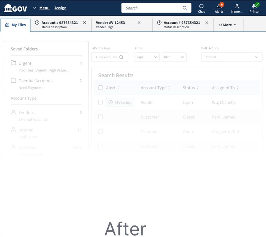 Screenshot of the redesigned main navigation solution