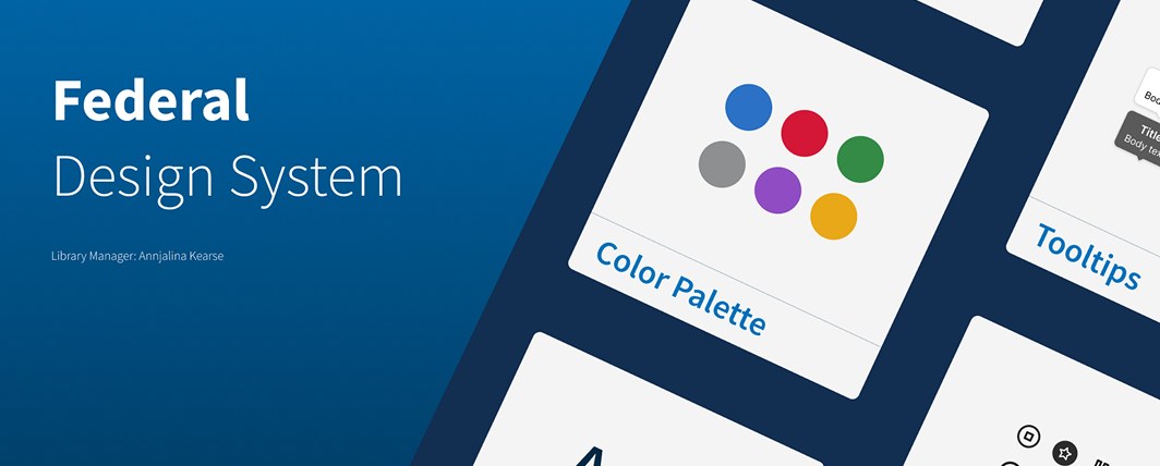 Screenshot of a federal design system style guide with color palette and components